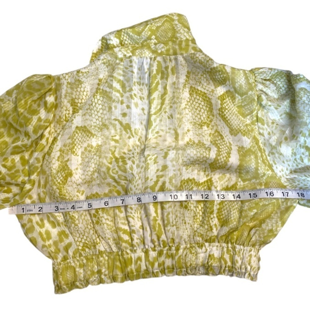 All Saints Clara Noche Snake Print Top Size 4 NWT Lime Green Cropped - Picture 11 of 17